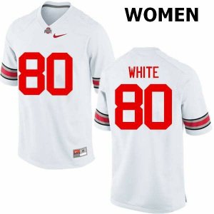 Women's Ohio State Buckeyes #80 Brendon White White Nike NCAA College Football Jersey Restock DIP6844FZ